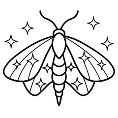 Elegant Glitter Moth Vector Outline