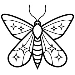 Elegant Glitter Moth Vector Outline
