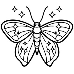 Elegant Glitter Moth Vector Outline