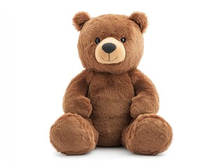 Obraz premium A brown teddy bear sits facing forward. It has a friendly expression and plush fur