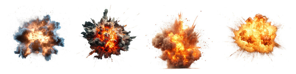 PNG Dynamic fiery explosion effects, element set on transparent background
