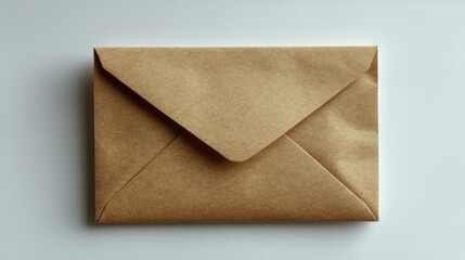 Brown paper envelope isolated on neutral background with soft lighting effect.