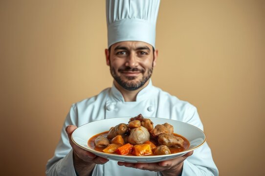 Maltesian Chef with Steaming Rabbit Stew