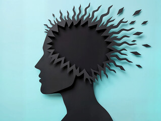 Silhouette humaine concept sur la santé mentale broyer du noir, pensée négative, maladie mentale, fragilité psychologique