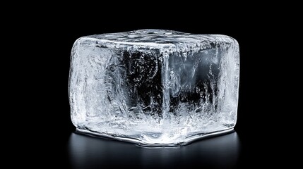 Obraz premium Frozen water ice cube on black background high-quality image for visual impact
