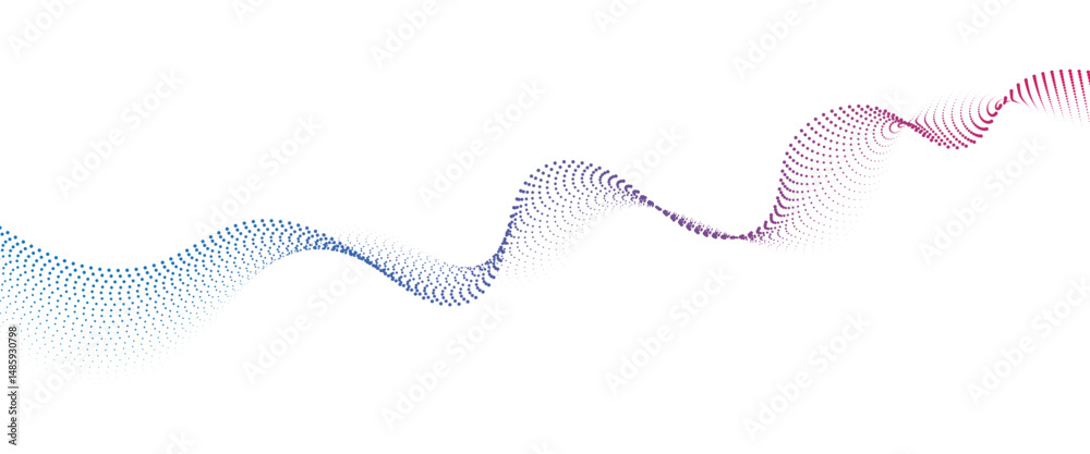 Leinwandbilder flowing dot wave halftone gradient pattern on transparent background