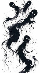 Ascending shadowy figures art illustration