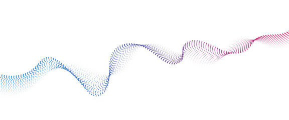 Flowing Dot Wave halftone gradient pattern on transparent background	