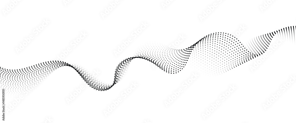 Fototapete flowing dot wave halftone gradient pattern on transparent background