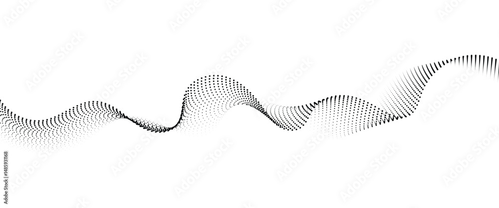 Fototapete flowing dot wave halftone gradient pattern on transparent background