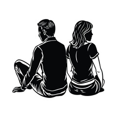 couple sitting from behind silhouette