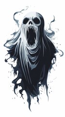 Spooky ghost illustration monochrome artwork