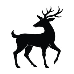 deer walking silhouette on white background