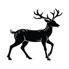 deer walking silhouette on white background