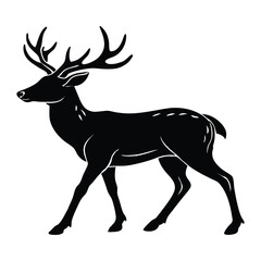 deer walking silhouette on white background