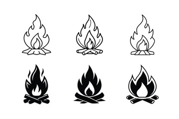 High Contrast Campfire Icon Vector Art