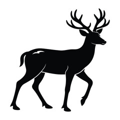 deer walking silhouette on white background