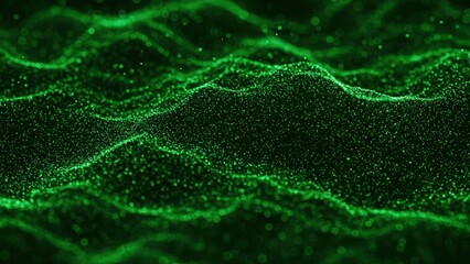Green data waves abstract tech background