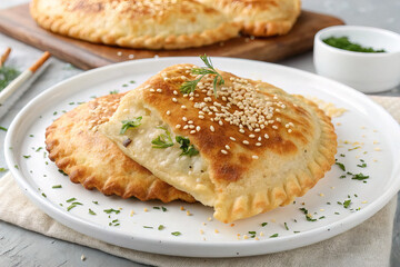 cheburek with meat and sesame