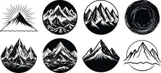 set of black silhouettes of trees vector