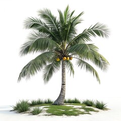 Cocos nucifera  tree isolated on white background