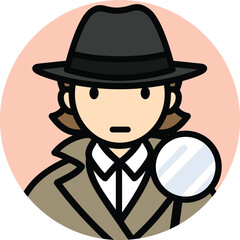 Icon people career avatar cartoon profile picture logo occupation black line drawing detective spy