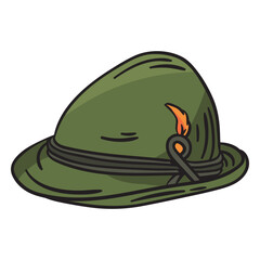 Traditional alpine hat headwear illustration