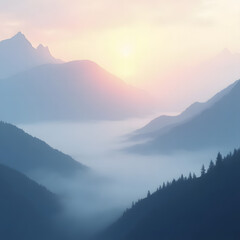 mountain landscape with fog
