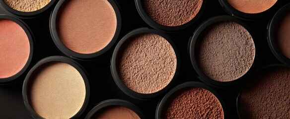 The array of natural cosmetic powders in elegant shades and textures.