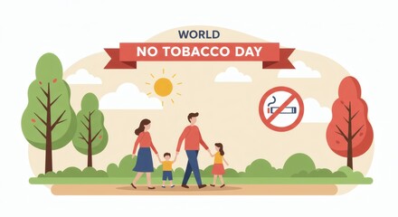 Fototapeta premium World No Tobacco Day Family Fun, Healthy Lungs, Smoke-Free Future