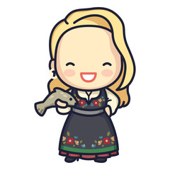 Cute norwegian woman character