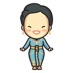 Cute thai woman boromphiman character