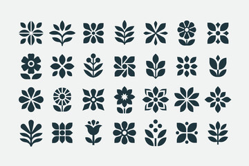 Set of 30 Minimalist Floral Vector Icons