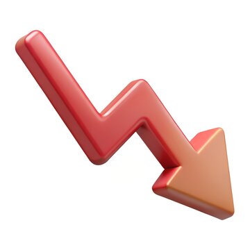 Red arrow pointing down on white background
