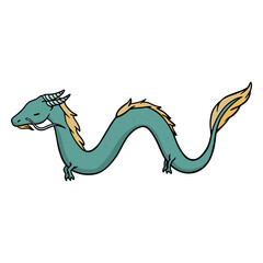 Chinese dragon color stroke blue