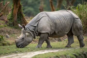 Fototapeta premium javan rhinoceros isolated on white background