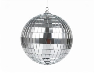 Fototapeta premium Silver disco ball over white background