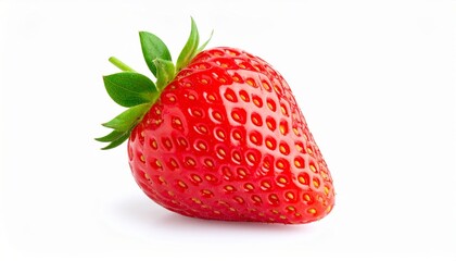 Strawberry close view over white background