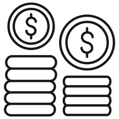 Coins Outline Icon