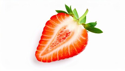 Strawberry close view over white background