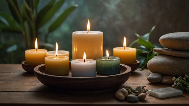 Kerzen und Heilsteine f&uuml;r Wellness, Meditation und Heilung