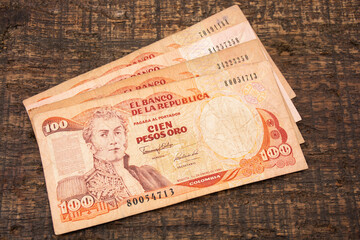 Colombian currency. Old Colombian banknotes 
