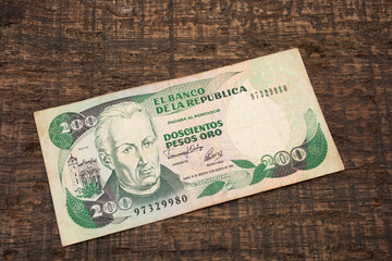 Colombian money. Old Colombian currency 