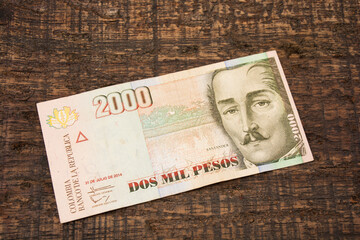 Colombian currency. Old Colombian banknotes 