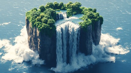 Binary waterfall crashing onto strategy island