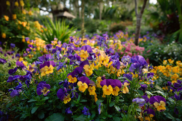 Obraz premium a bunch of flowers in a garden