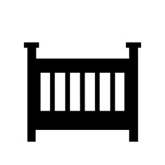baby crib icon silhouette on transparent background for web and graphic design