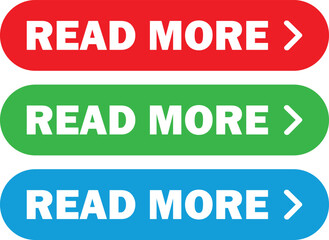 Read more button icon set in three colors . Colorful read more buttons . Vector illustration