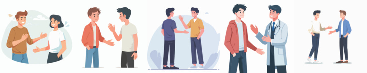 Obraz premium vector man meeting friends