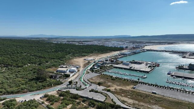 Vista a&eacute;rea del puerto pesquero de Barbate, Andaluc&iacute;a